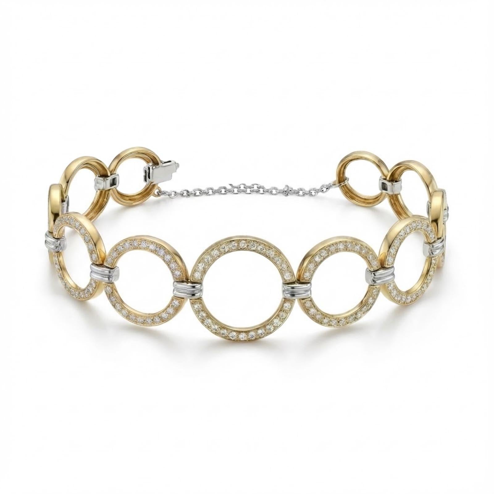 צמיד זהב 14K עיגולים עם יהלומים 1.20 קראט מק"ט J504