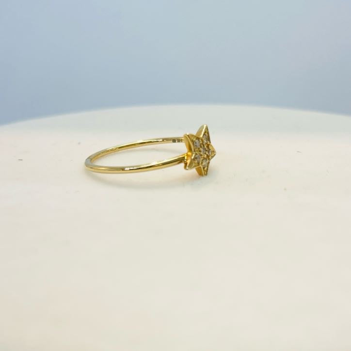 טבעת כוכב יהלומים טבעיים 0.06 קראט צבע F ניקיון VS זהב צהוב 14K מק"ט 607