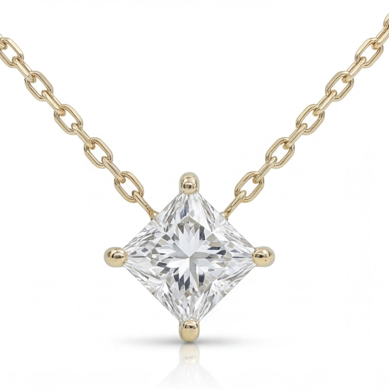 שרשרת זהב 14K צהוב יהלום פרינסס טבעי 0.49 קראט מק״ט 1012