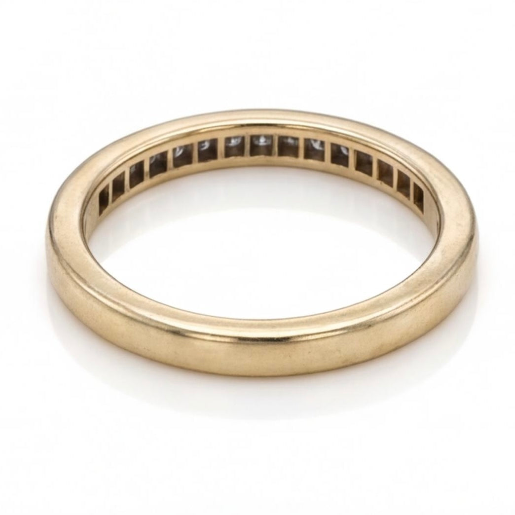 טבעת חצי פס זהב 14K צהוב יהלומים מק״ט 978