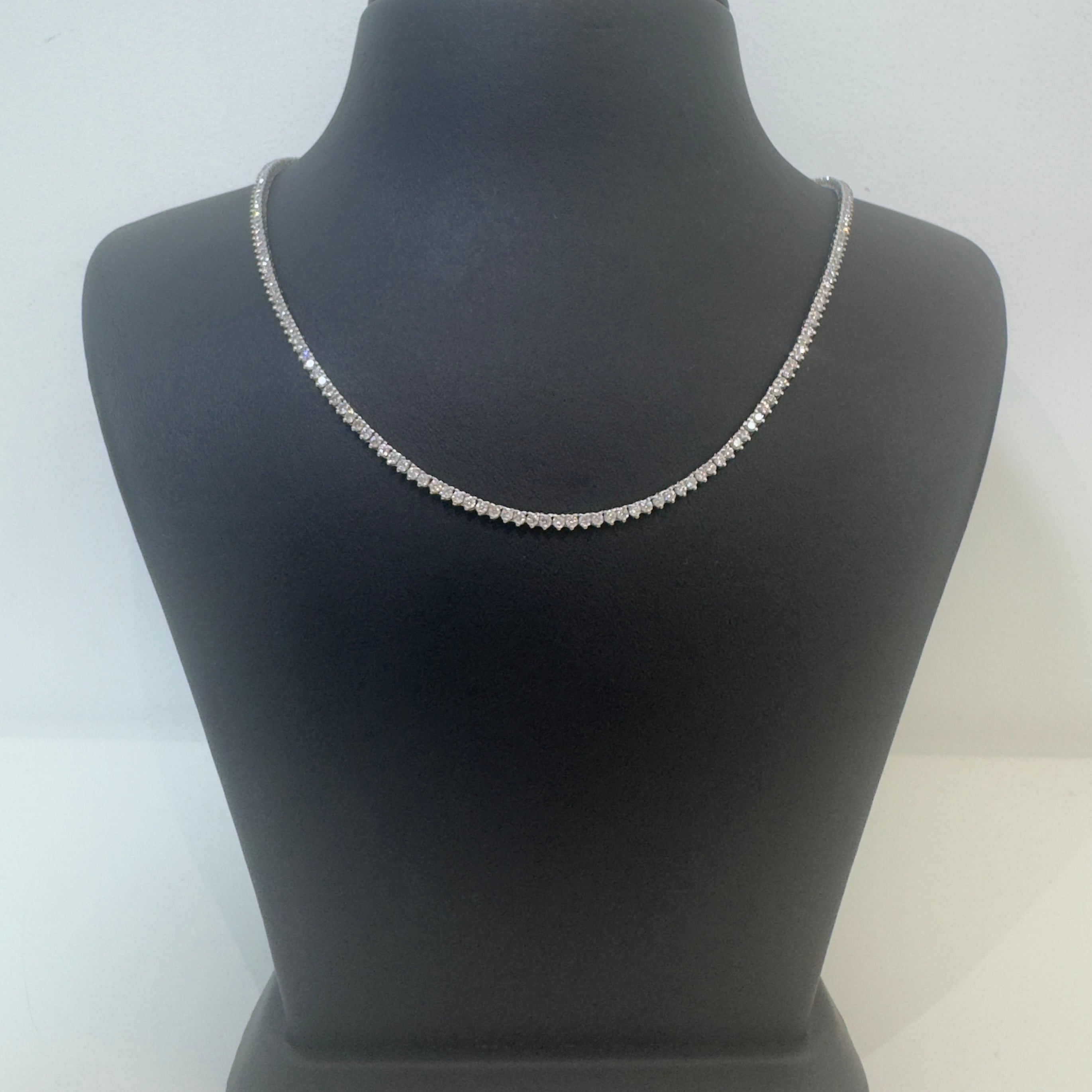 שרשרת קולייר טניס יהלומים טבעיים 4.82 קראט צבע F ניקיון VS זהב 14K לבן מק״ט 728