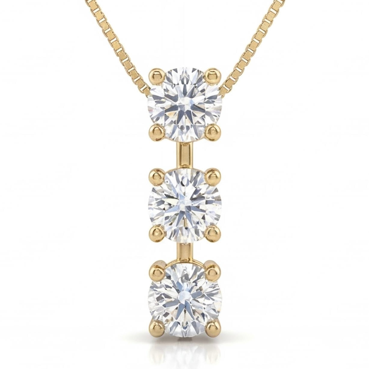 שרשרת זהב 14K צהוב שלושה יהלומים 0.80 קראט מק״ט 922