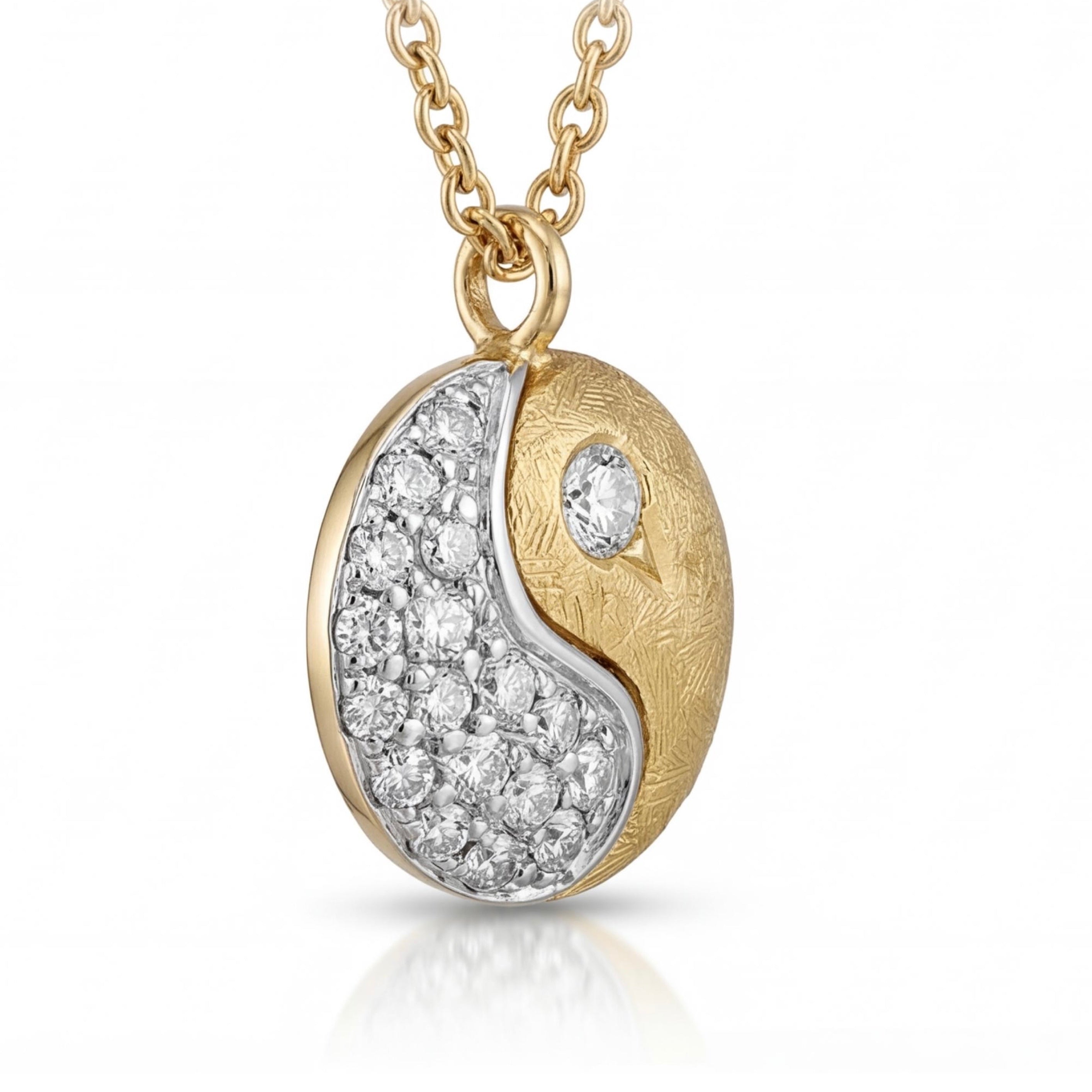 שרשרת זהב 18K צהוב עם תליון 14K יינג ויאנג יהלומים מק״ט 859