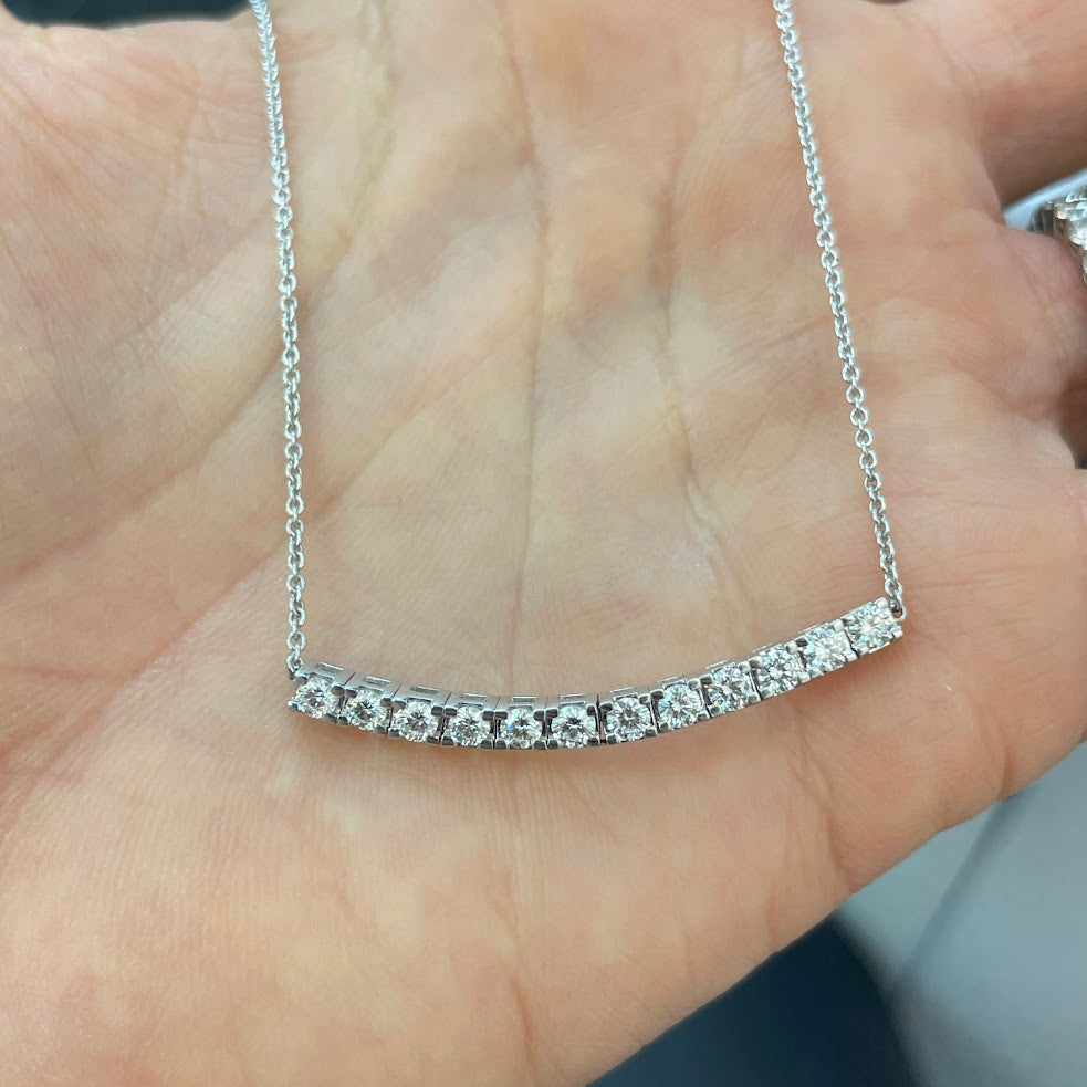 שרשרת פס זהב לבן 14K משובצת 0.60 קראט יהלומים טבעיים צבע F נקיון VS