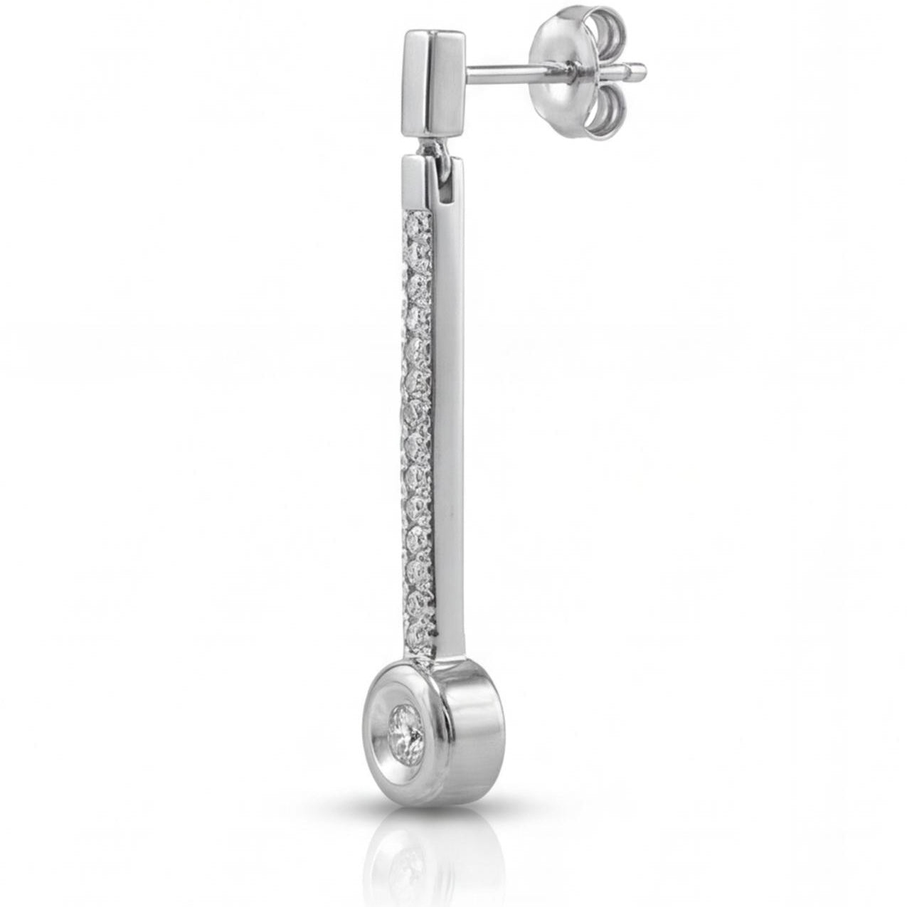 עגילי מוט זהב 14K לבן יהלומים 0.35 קראט מק״ט 985