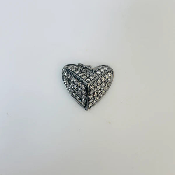 תליון לב משובץ 0.34 קראט יהלומים צבע F ניקיון VS-SI זהב 14K ברודיום שחור מק״ט 693