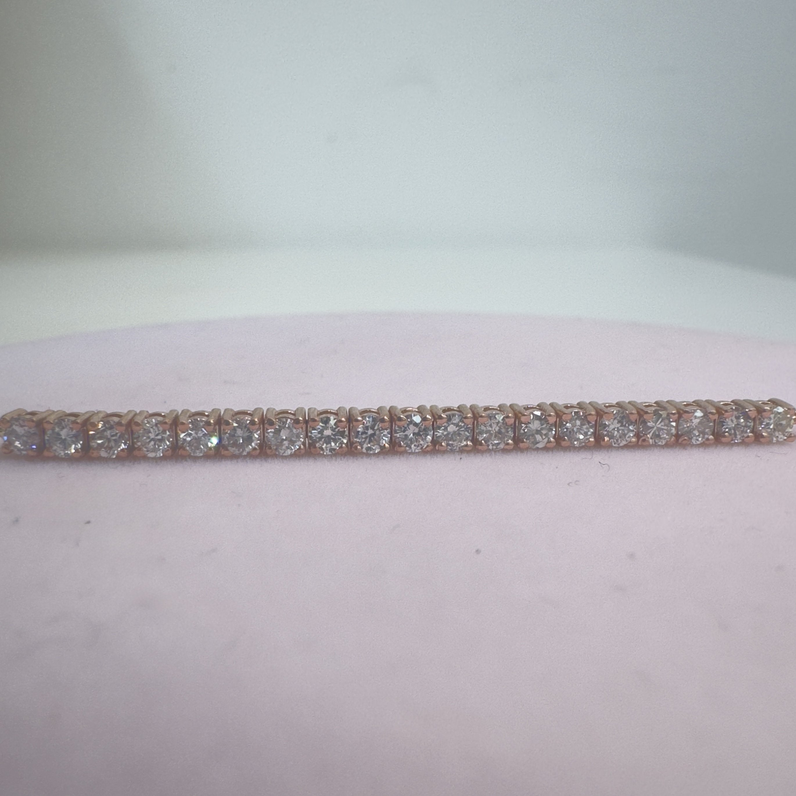 צמיד חצי טניס יהלומים וחוליות 1.02 קראט צבע F ניקיון VS זהב 14K רוז גולד