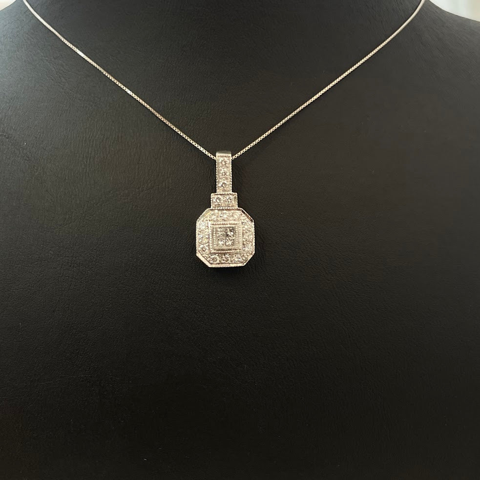 שרשרת זהב לבן 14K משובצת 0.70 קראט יהלומים צבע F נקיון VS