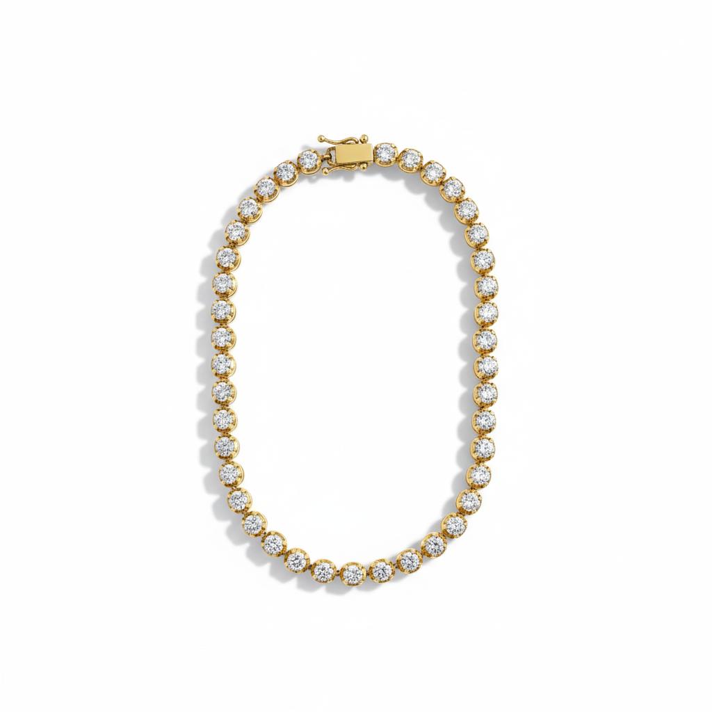 צמיד טניס זהב צהוב 18K משובץ 2.80 קראט יהלומים טבעיים צבע F ניקיון VS מק"ט 473