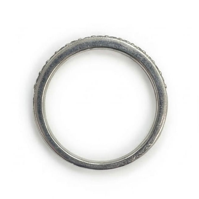 טבעת חצי פס זהב 14K לבן יהלומים מק״ט 977