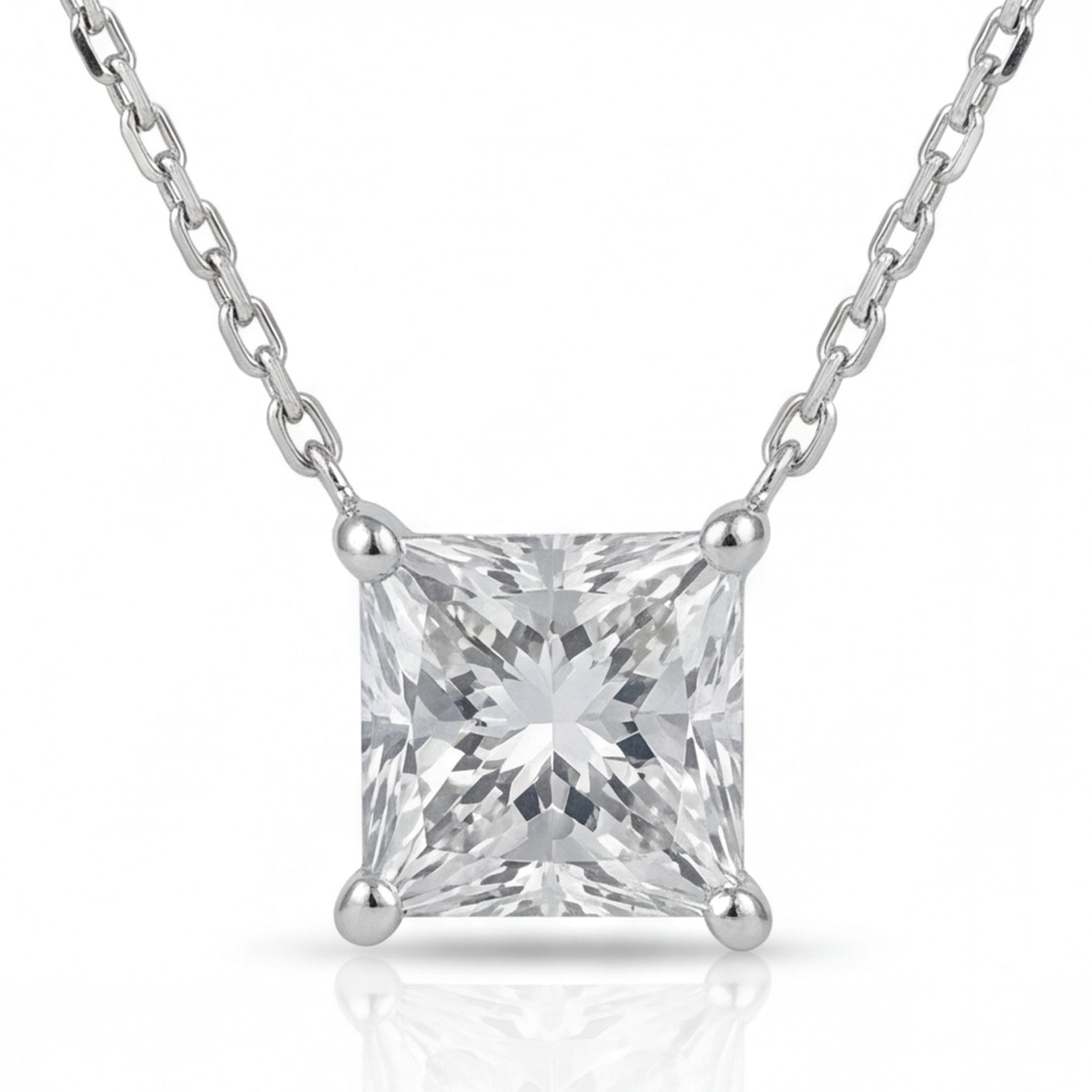 שרשרת זהב 14K לבן יהלום פרינסס טבעי 0.66 קראט מק״ט 1011