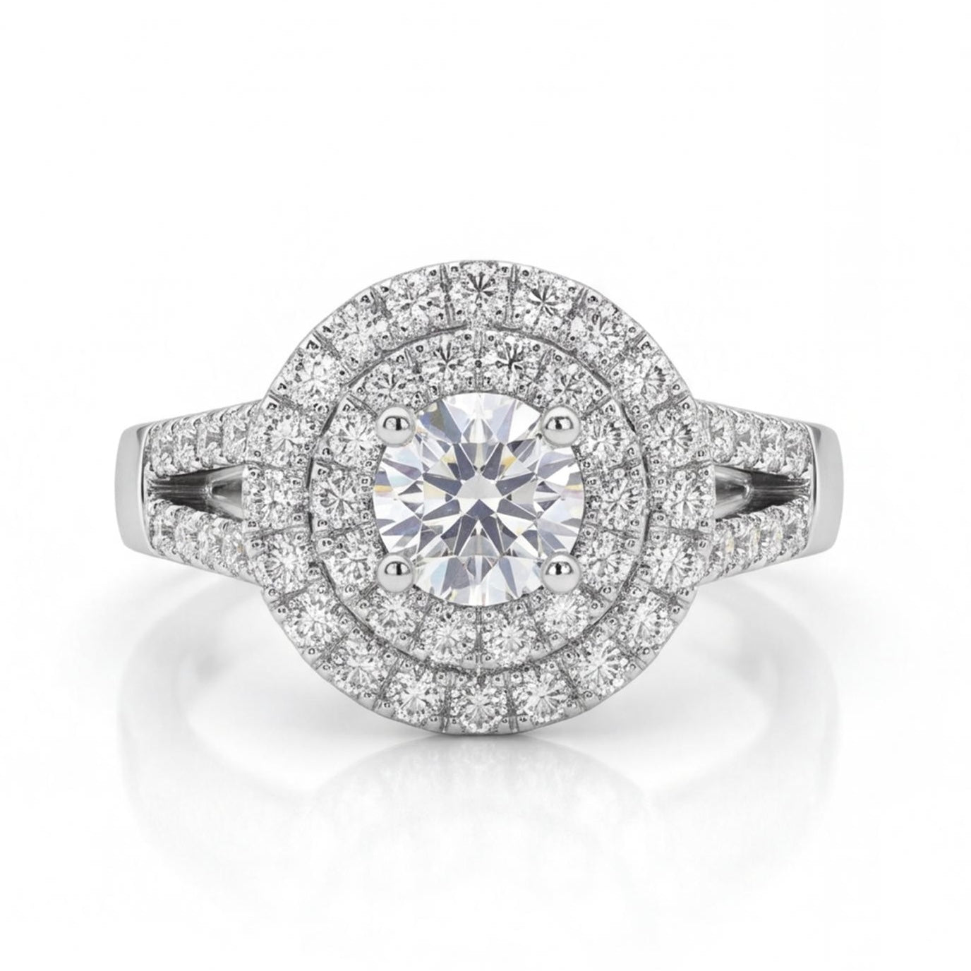 טבעת זהב 18K לבן יהלומים טבעיים 1.00 קראט מק״ט 1028