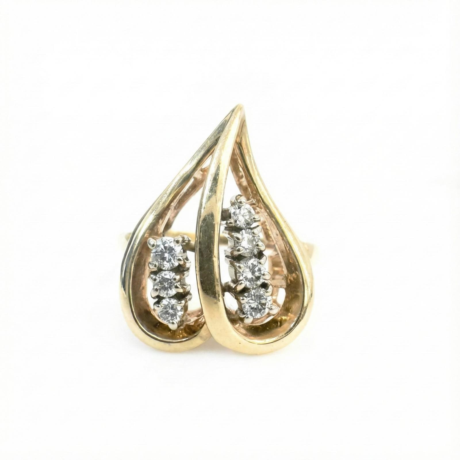 טבעת יהלומים טבעיים 0.21 קראט צבע F ניקיון VS זהב 14K צהוב מק"ט 308